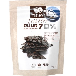 Chocozeiltjes Puur 70% Zeezout Chocolatemakers 100 gr